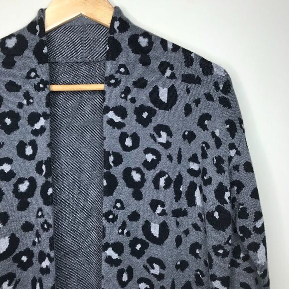 Joie Sz S Gray Leopard Print Sweater Cardigan - Picture 1 of 5